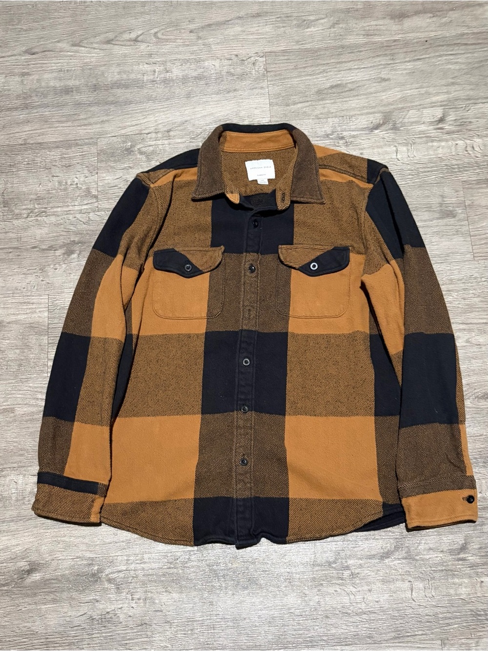 American Eagle Outfitters Men's Black & Tan Plaid Shirt Jacket